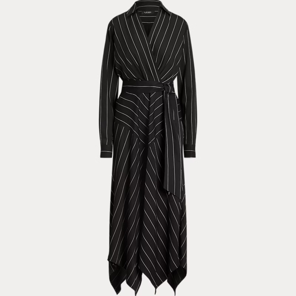 Lauren Ralph Lauren Black and White Asymmetrical Wrap Dress